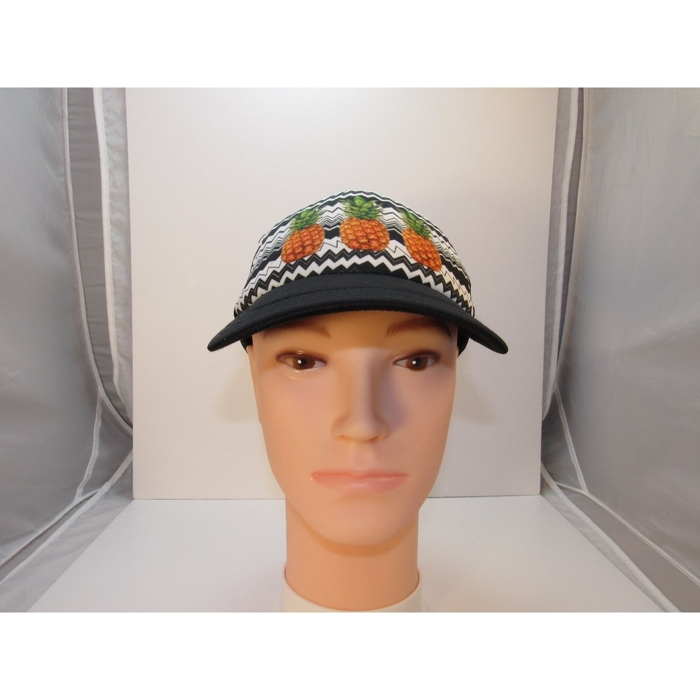 Pineapple Trucker Hat Men's Adjustable Snapback Black‎ White Chevron Mesh Cap